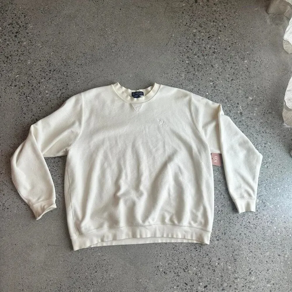 Lands' End cream crewneck sweater 100% cotton vintage cream crew pullover xl